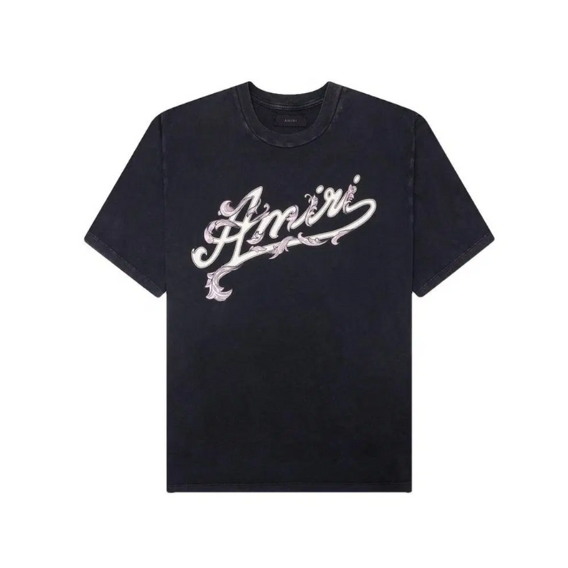 Amiri Logo Pink Black Tee